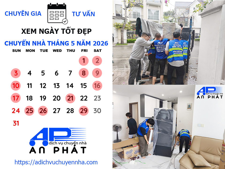 Ng&agrave;y tốt chuyển nh&agrave; th&aacute;ng 5 năm 2026 theo tuổi